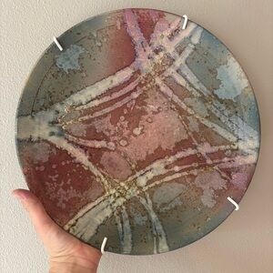 TONY EVANS Raku Pottery Post Moden Decorative Textured‎ Plate